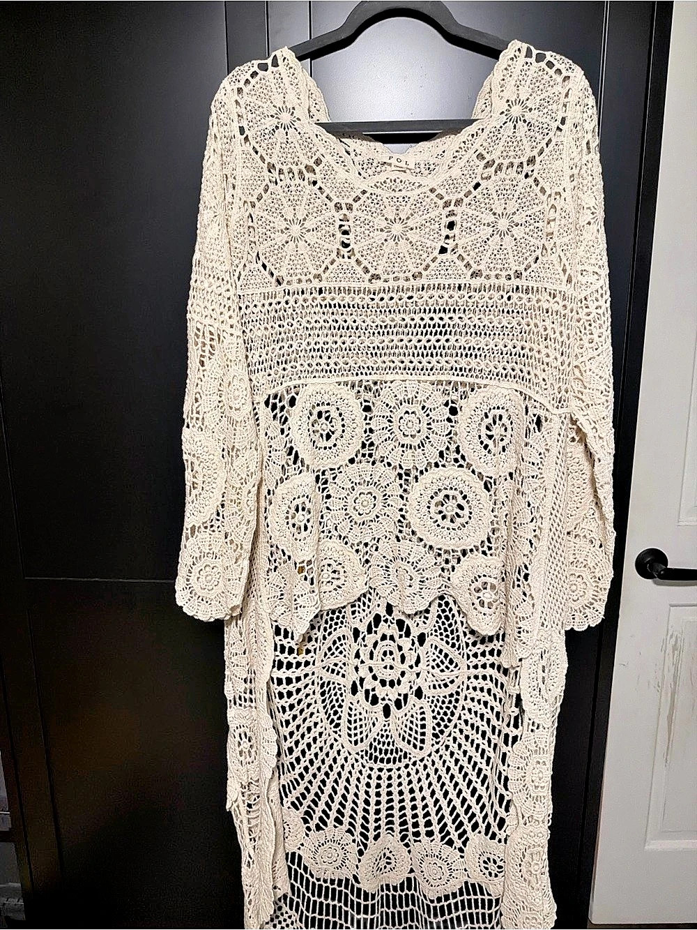 POL Crochet Lace Cover-Up in Cream Like New